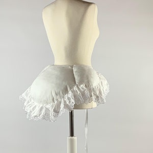 Bustle Pad in White Cotton - Ruffles & Lace Trim, Historical Underwear for 18th Century Dress, Unique Gift for History Lovers