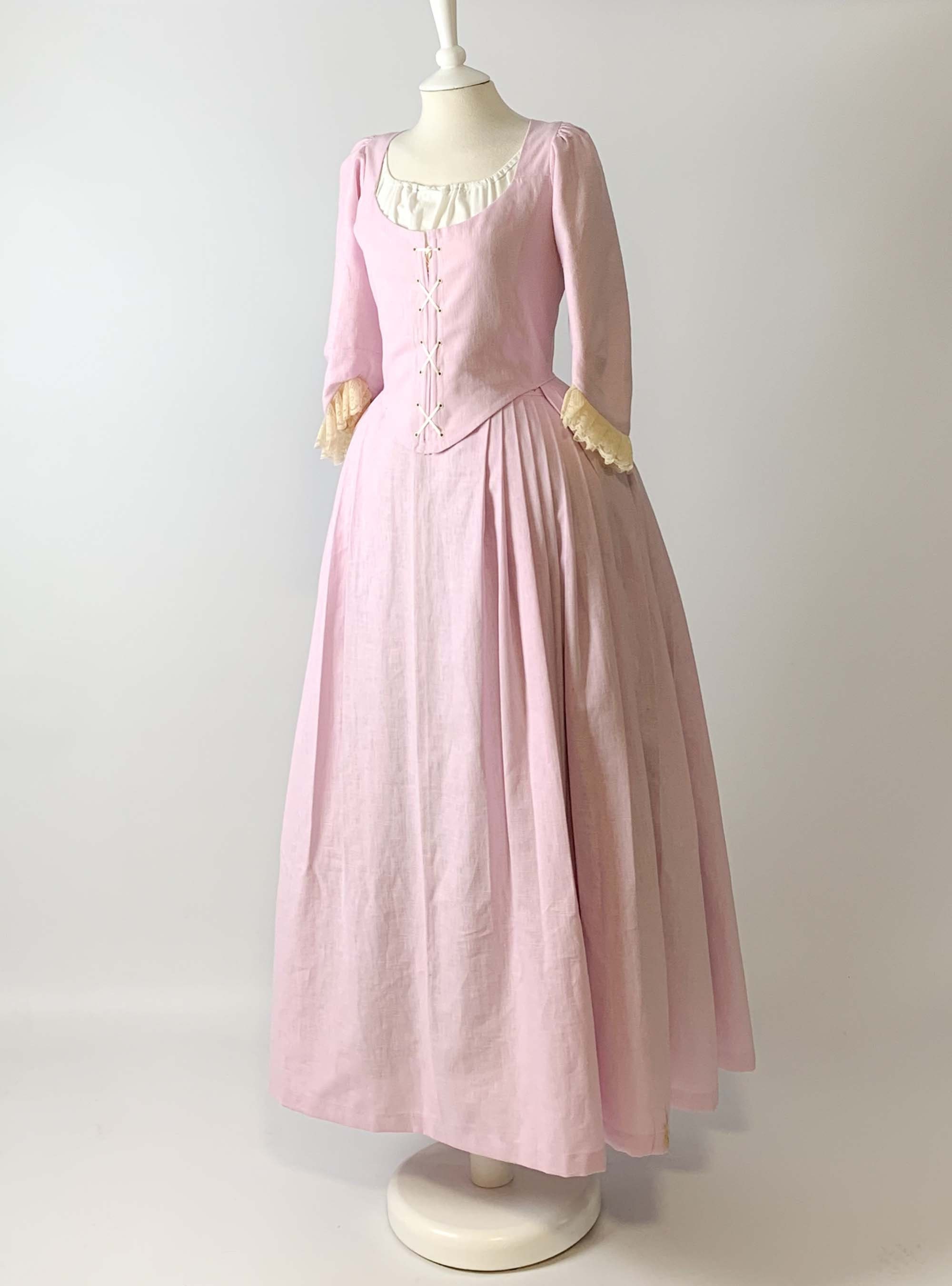 pink 1700s dress