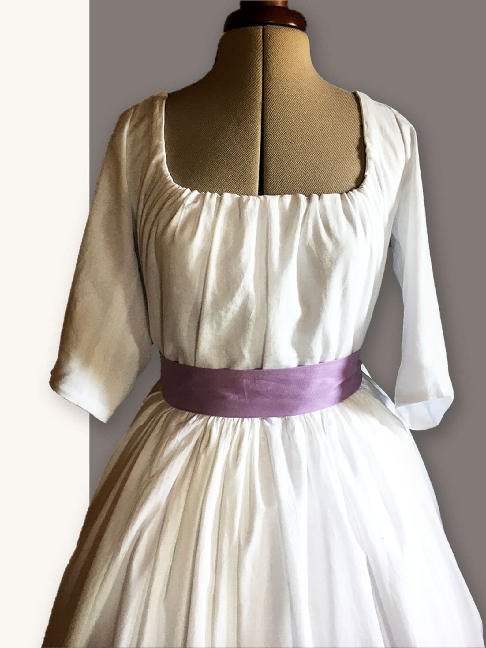 Chemise à la Reine in white muslin cotton sash in Etsy