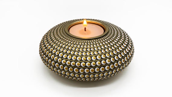 Mandala Tealight Candle Holder | Gift | Hand Painted | Tea Light CandleHolder | Mandala Stone | Meditation | Free Shipping | Christmas Gift