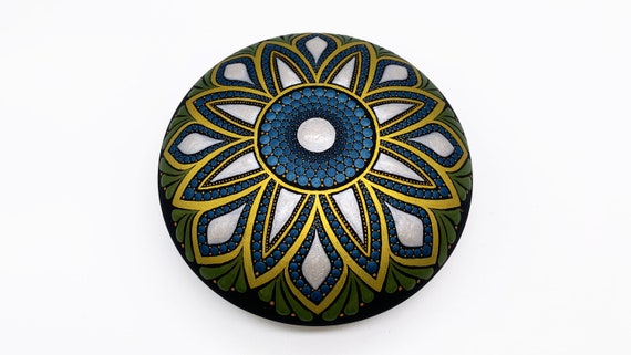 Mandala Stone Dot Painting Art Free Shipping - Hand Painted Rock - Paperweight  -  Mandala stones - Christmas Gift
