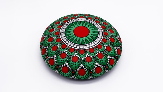 Hand Painted Mandala Stone - Meditation Stone - Hand Made - Painted Stones - Decorative - Dot Art - Christmas Gift
