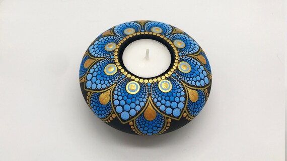 Mandala Tealight Candle Holder | Gift | Hand Painted  | Tea Light CandleHolder, Mandala Stone, Meditation Candle, Free Shipping Mother's Day