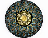 Hand Painted Mandala Stone – Pointillism Dot Art, Meditation Decor