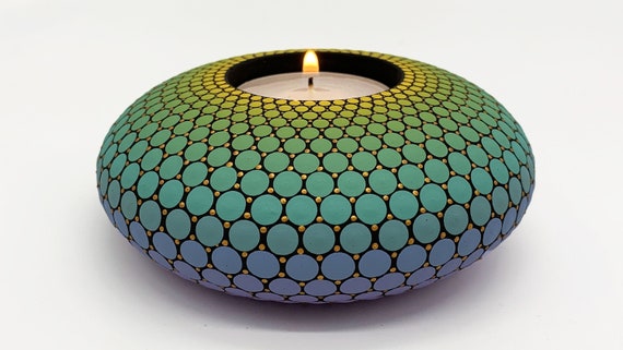 Mandala Tealight Candle Holder | Christmas Gift | Hand Painted  | Tea Light CandleHolder, Mandala Stone, Meditation Candle, Free Shipping