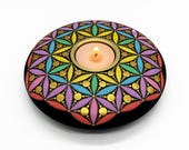 XL "Flower of Life" Mandala Tealight Candle Holder | Christmas Gift | Hand Painted  | Tea Light CandleHolder Meditation Candle Free Shipping