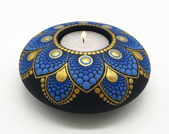 Mandala Tealight Candle Holder | Gift | Hand Painted | Tea Light CandleHolder | Mandala Stone | Meditation | Free Shipping | Christmas Gift