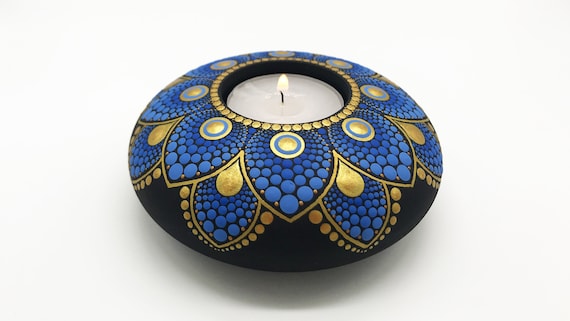 Mandala Tealight Candle Holder | Gift | Hand Painted | Tea Light CandleHolder | Mandala Stone | Meditation | Free Shipping | Christmas Gift