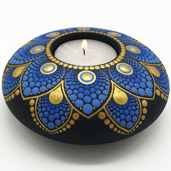 Mandala Tealight Candle Holder | Gift | Hand Painted | Tea Light CandleHolder | Mandala Stone | Meditation | Free Shipping | Christmas Gift