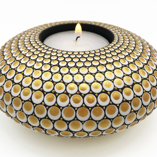 Mandala Tealight Candle Holder Gift Hand Painted Tea Etsy