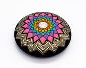 Mandala Stone Dot Painting Art Free Shipping - Hand Painted Rock - Paperweight Rocks -  Mandala Stones - Meditation Stones - Christmas Gift