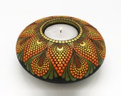 Sunflower Mandala Tealight Candle Holder | Gift | Hand Painted | Tea Light CandleHolder | Mandala Stone | Free Shipping | Christmas Gift