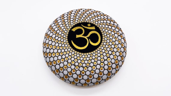 OM Mandala Rocks Stones Dot Painting Art Free Shipping - Hand Painted Rock - Paperweight  -  Mandala stone - Christmas Gift