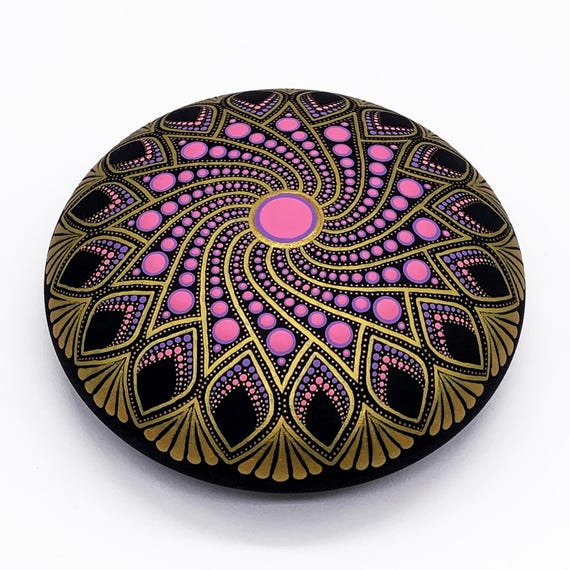 Mandala Stone Dot Painting Art Free Shipping - Hand Painted Rock - Paperweight  -  Mandala stones - Christmas Gift