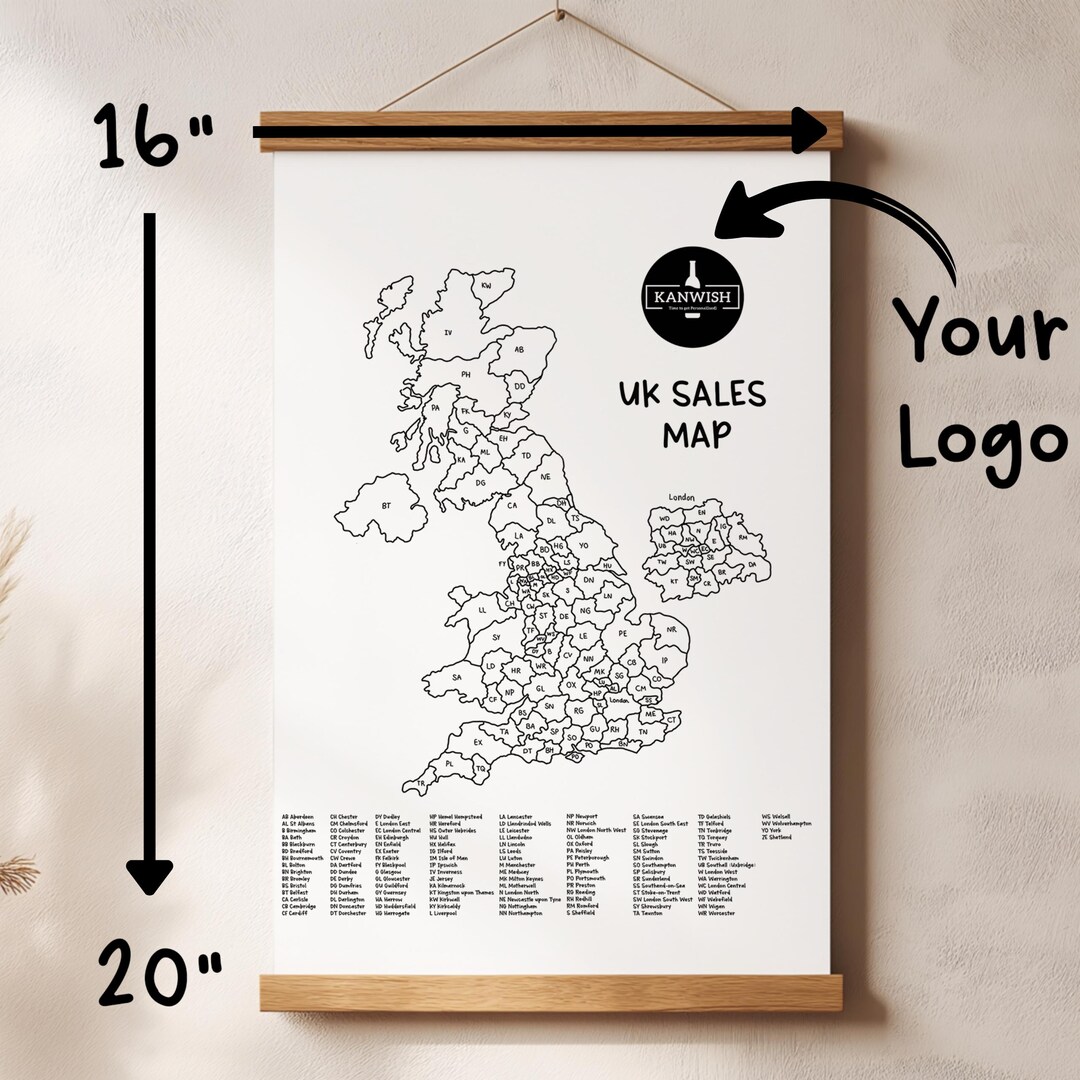 UK Sales Tracker Map for Small Business | Postcode Map Canvas UK | Etsy ...