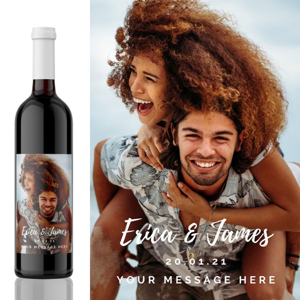 Full Photo Birthday / thank you / wedding / milestone / anniversary wine Label from Kanwish Designs