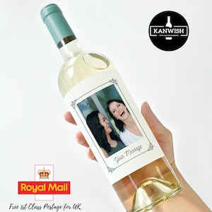 Custom photo wine bottle label gift | Perfect for birthday gift | Thank you | Wedding wine label | 18th | 21st|  40th | 50th | 60th