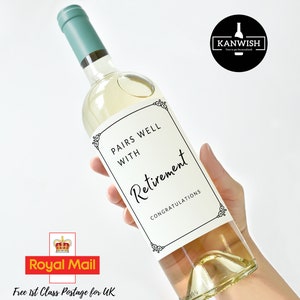 Pairs well with Retirement Wine Label | retirement gift for men | retirement gift for Woman - add a custom message from Kanwish Designs