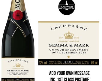 Personalised Engagement Champagne moet Bottle - gift for the happy couple