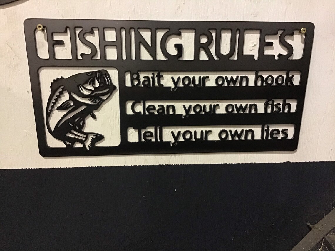 Fishing Rules Metal Sign Etsy