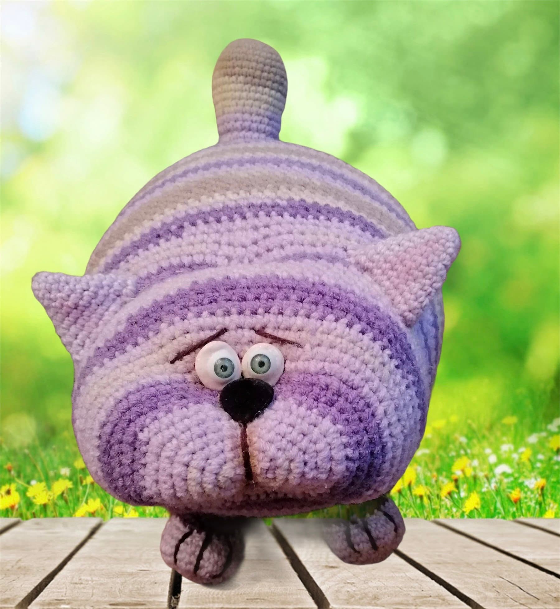 Large fat crochet lavender cat toy Amigurumi Cat kitten plush Etsy