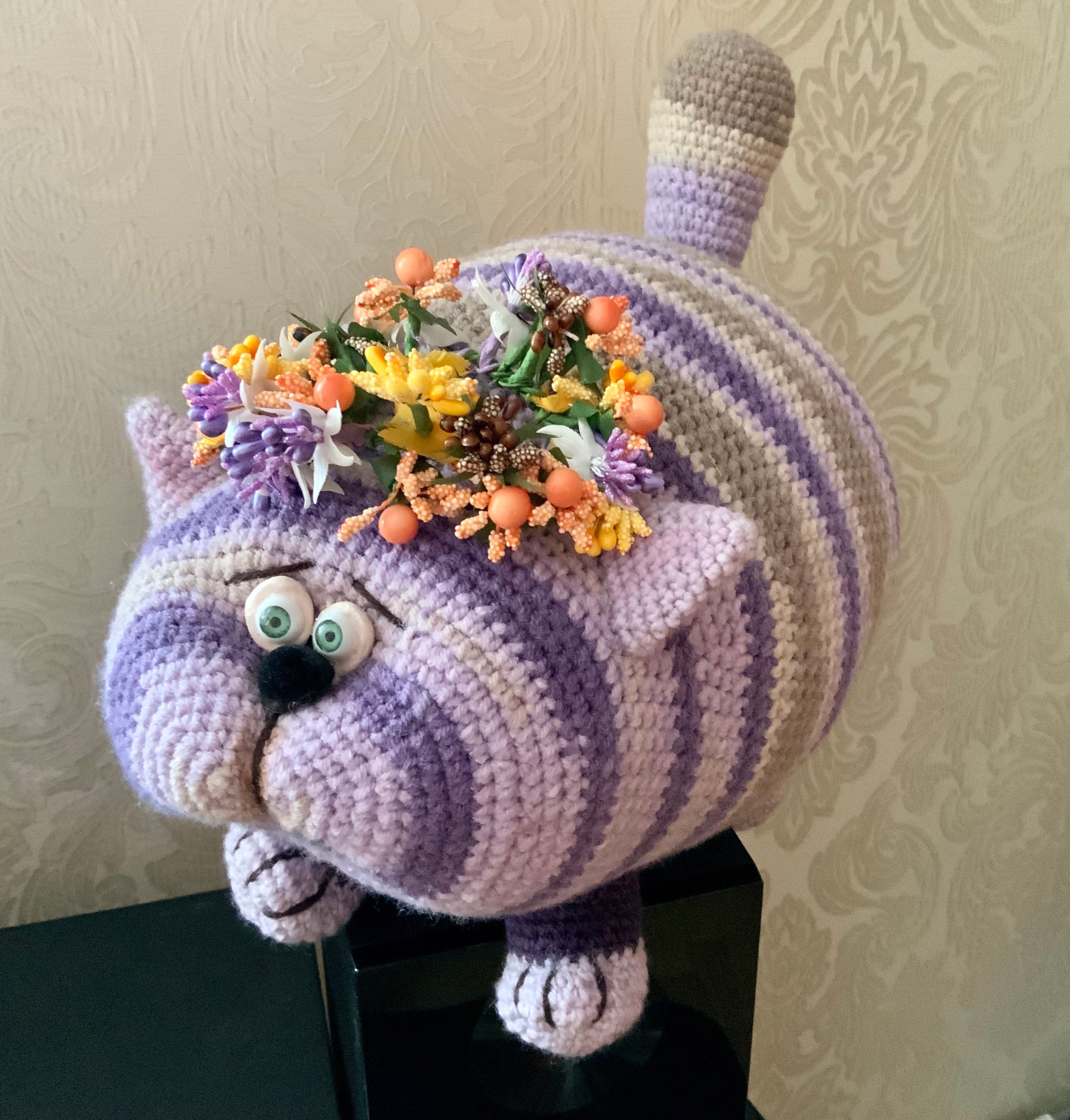 Large fat crochet lavender cat toy Amigurumi Cat kitten plush Etsy
