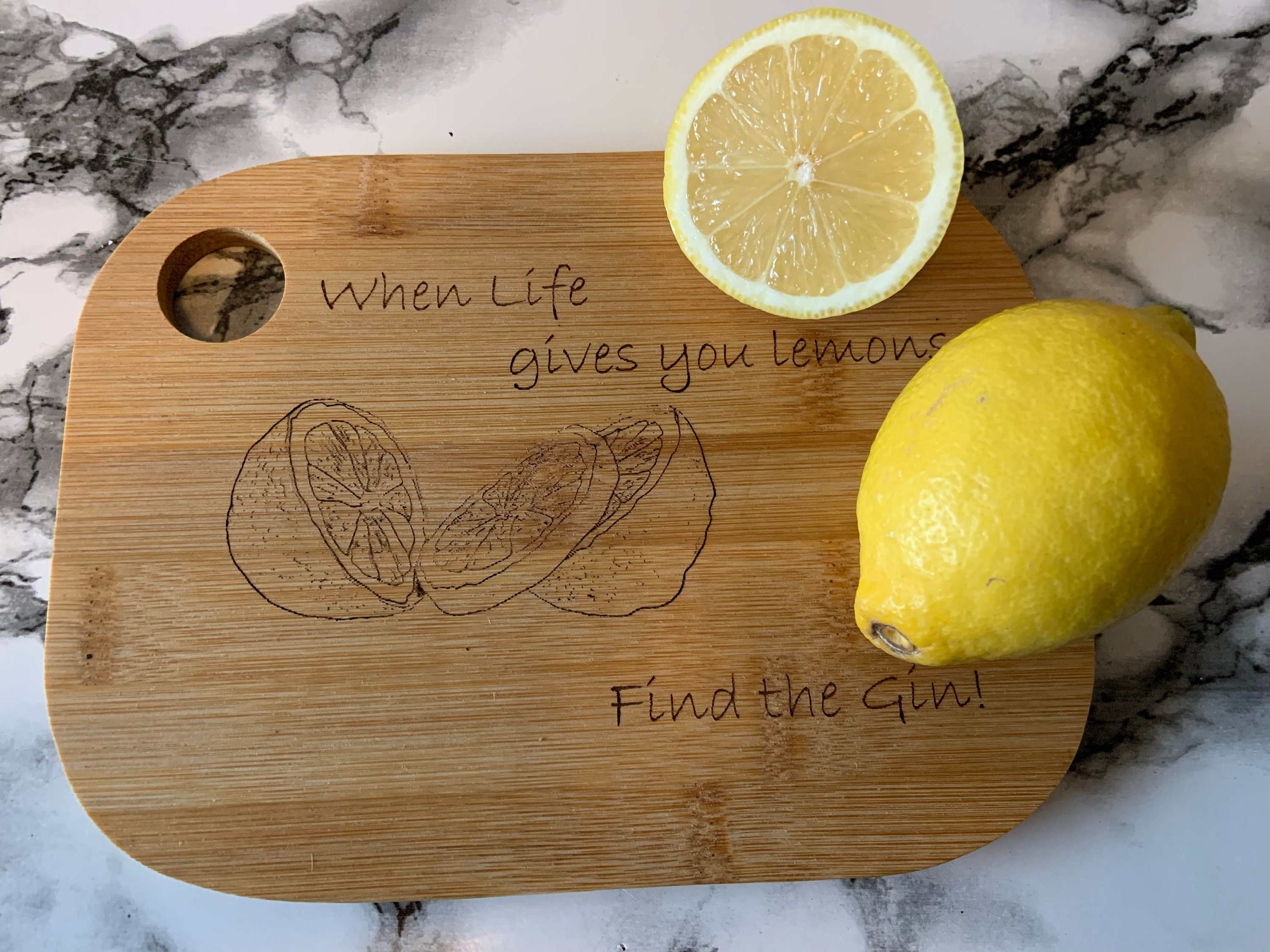 Personalised Lemon Chopping Board Laser Engraved Cutting Etsy