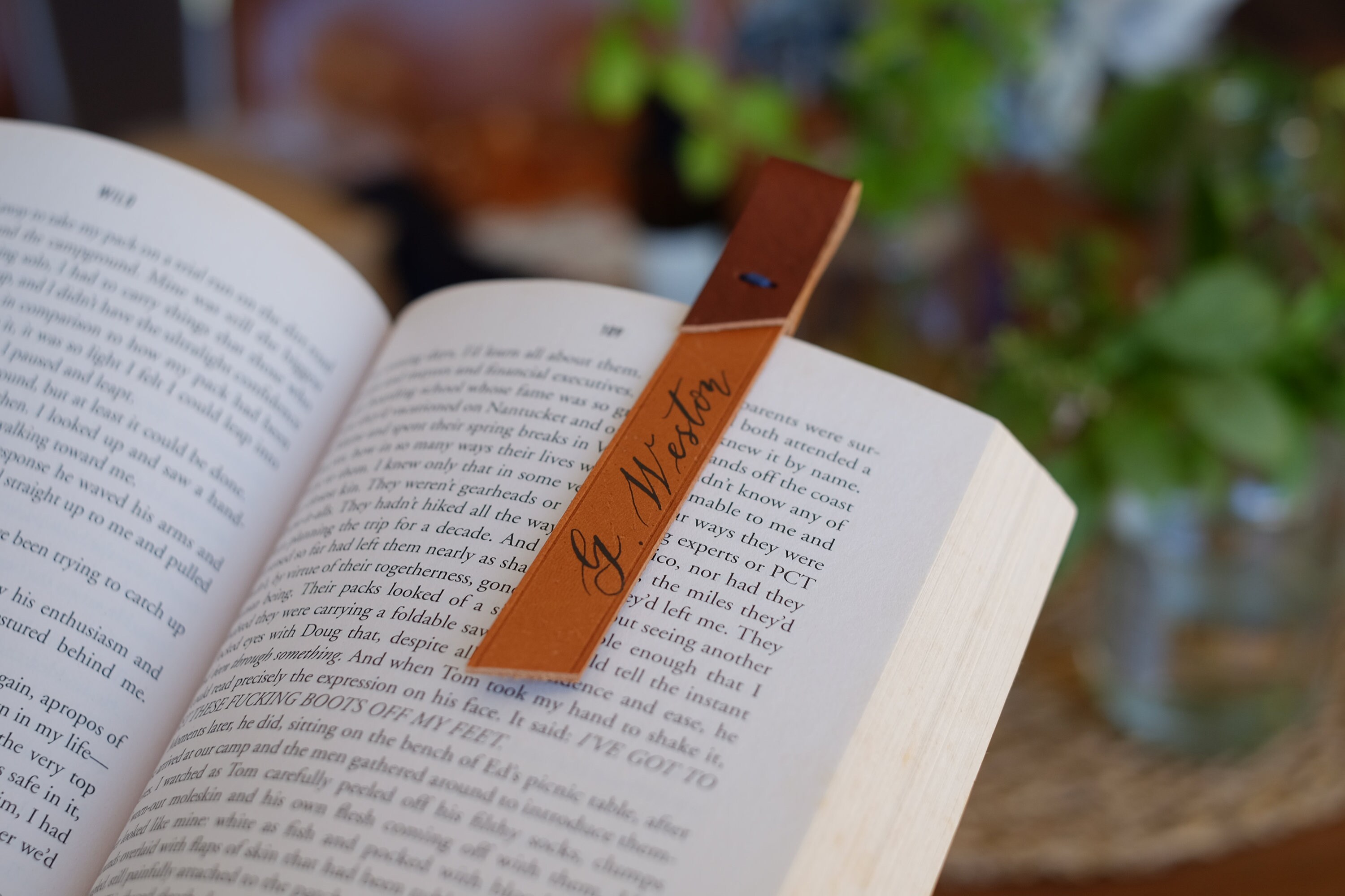 Calligraphy Personalised Leather Bookmark mocha Brown Mothers Day Gift ...