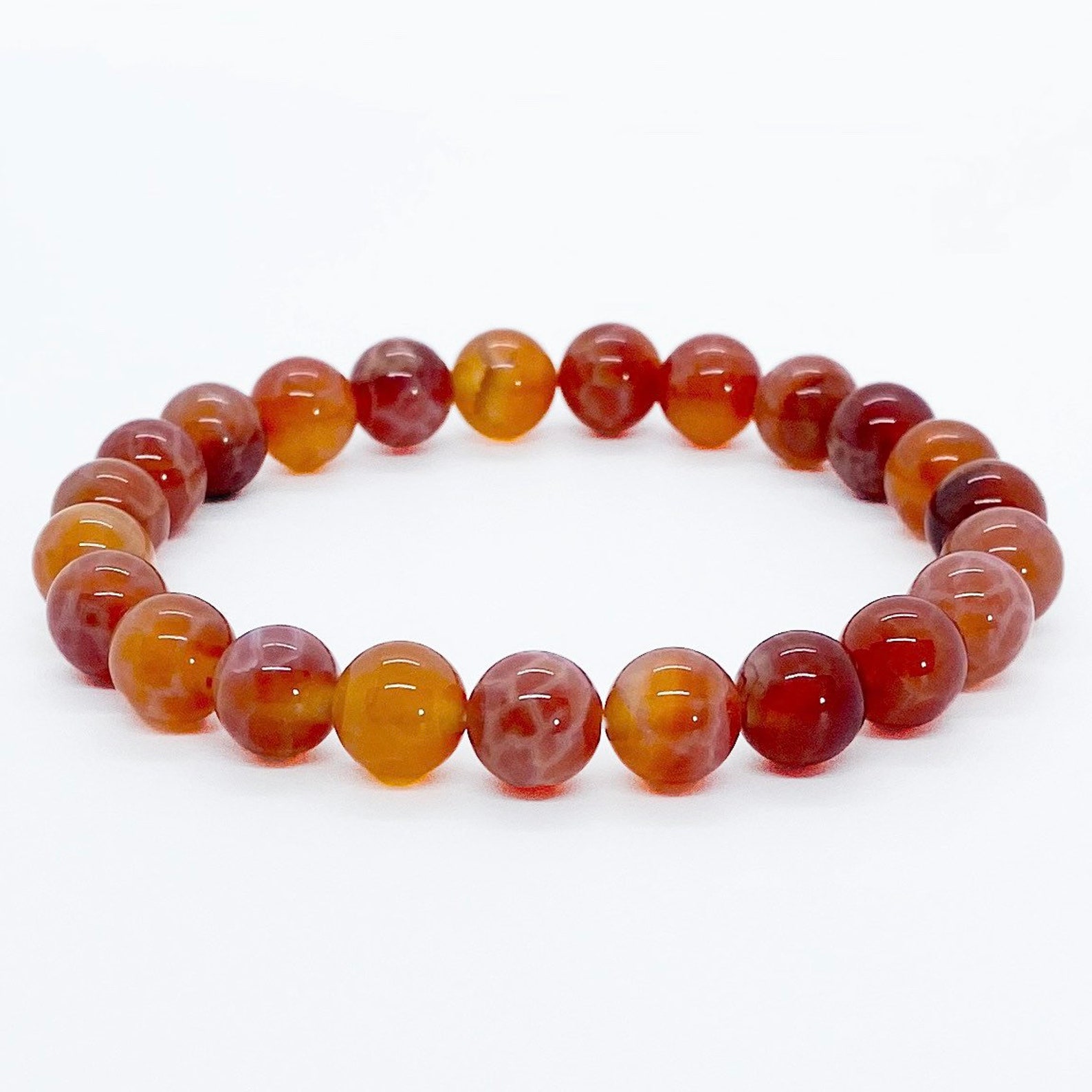 Fire Agate Beaded Bracelet. Handmade and can be customized. | Etsy