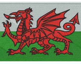 Digital Download | Welsh Flag Design | Welsh Flag Embroidery File sized at 15cm 6inches | EMB File | DST File |