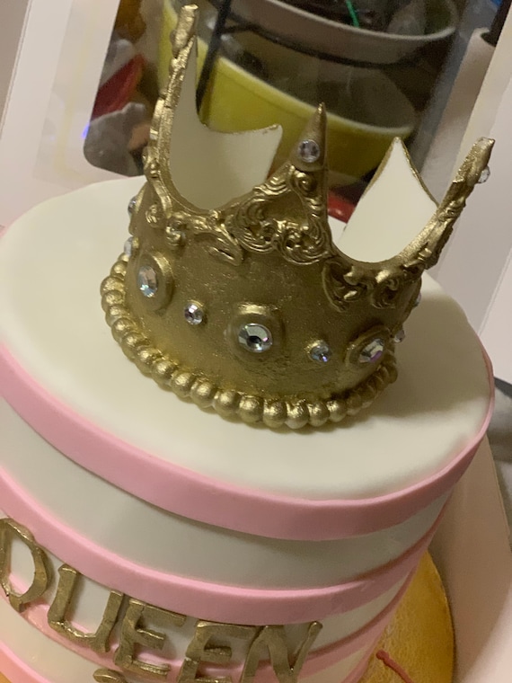 Gold Edible Fondant Crown W diamonds Etsy UK