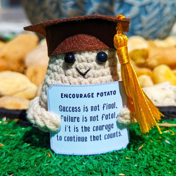 Encourage Positive Potato. Supportive Gifts. Student motivational gift, Friends supportive gift. Wool Knitted Gift Funny Gag Present