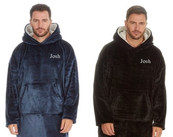 Mens Personalised Oversized Fleece Hoodie Sweatshirt  | Fathers Day gift | One Sized Hoodies Blanket