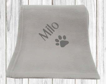 Personalised Dog Blanket | Personalised Grey Pet Blanket | Dark Grey Embroidered Name | Personalised Puppy Blanket