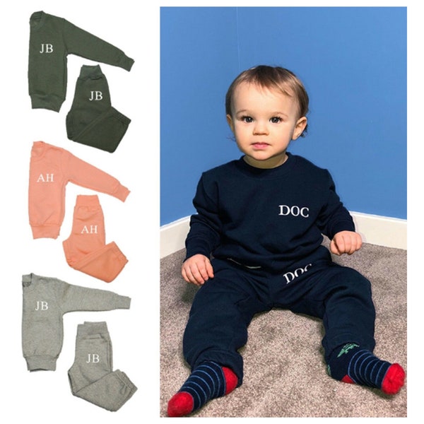 Personalised Blue Boys Girls Tracksuit | Baby Tracksuit Loungewear | Embroidered Tracksuit