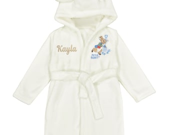 Personalised Peter Rabbit Kids Dressing Gown Robe | Bathrobe Baby Gift