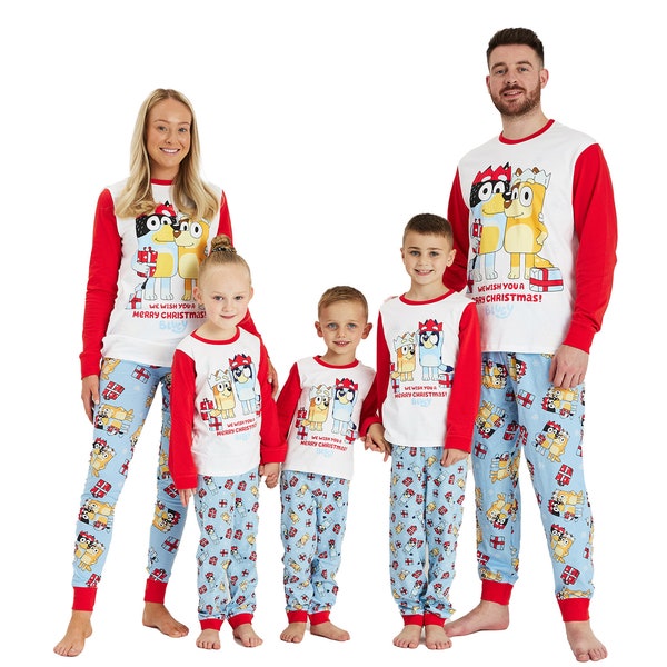 Family Matching Bluey Christmas Pyjamas | Ladies Mens Christmas Pyjamas