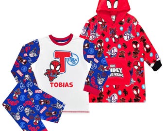 Pijama y sudadera con capucha personalizados de Spidey / Conjunto de pijama y sudadera con capucha de Spiderman Marvel para niño