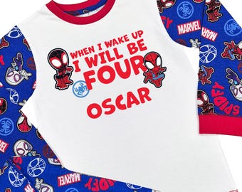 Spidey Personalised Birthday Pyjamas Boys When I Wake Up Marvel Spiderman Name PJs