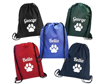 Personalised Pet Dog Drawstring Bag Paw Treat Toys Training Storage Holder