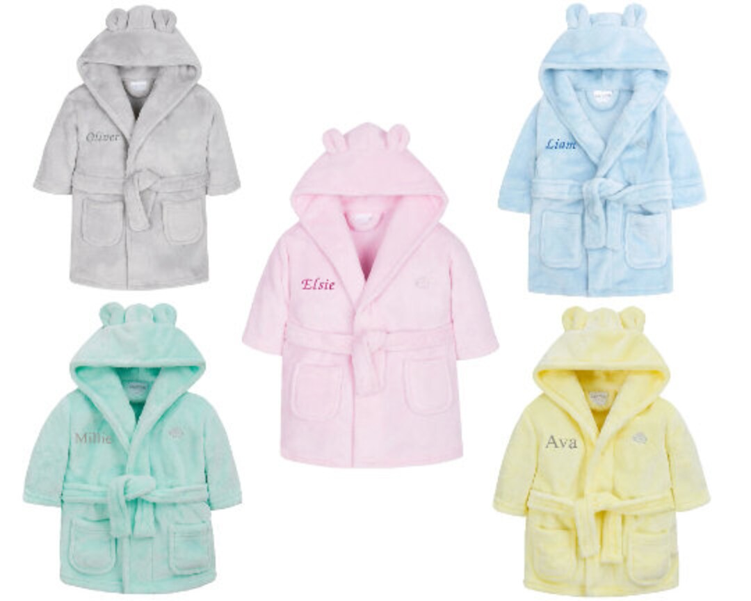 Personalised Baby Dressing Gown 06 Months Bear Ears Etsy UK