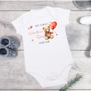 Valentines Personalised Baby Bodysuit  Vest | Valentines Baby Vest Babygrow Sleepsuit Bodysuit | Mummy Daddy Valentines Gift