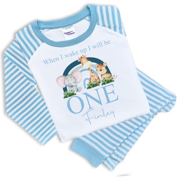 When I wake up I will be | Personalised Boys Birthday Pyjamas | 1st Birthday Safari Boys PJs