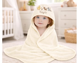 Personalised Baby Winnie the Pooh Towel | Embroidered Name, Piglet Eeyore Tigger Soft Bath Time