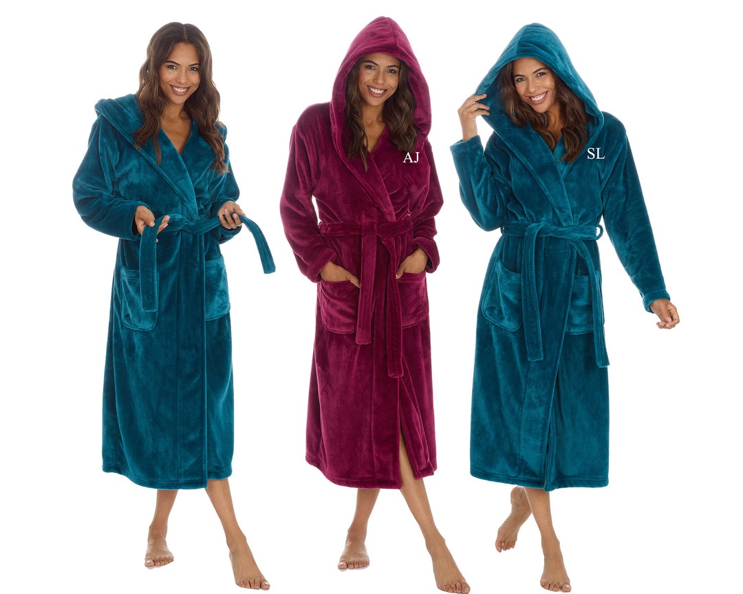 Ladies Personalised Dressing Gown Bath Robe Burgundy Etsy UK