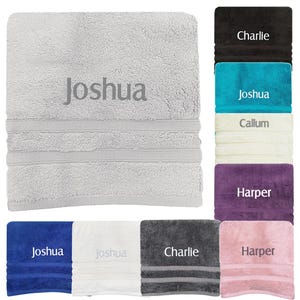 Personalised Bath Hand Towels | Various Colours Sizes Embroidered Name Towel