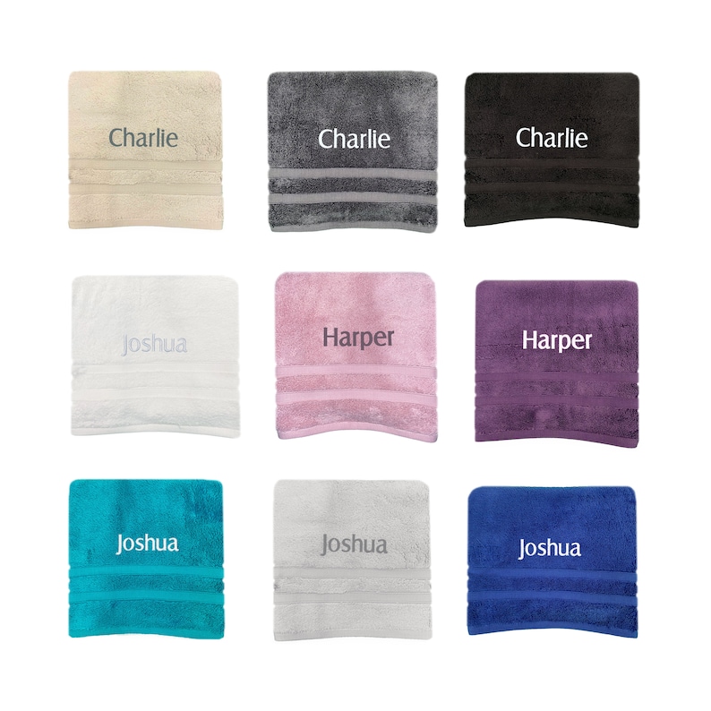 Personalised Bath Hand Towels Various Colours Sizes Embroidered Name Multiple colours to choose from 