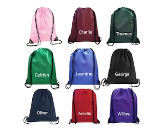 Personalised Drawstring Sports PE Bag School Gym Club Nursery Bag Any Name