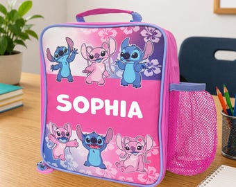 Bolsa de almuerzo infantil de Disney Lilo & Stitch / Lonchera personalizada / Bolsa de almuerzo escolar para niñas / Vuelta al cole para niños