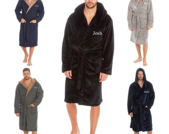 mens fluffy personalised dressing gown